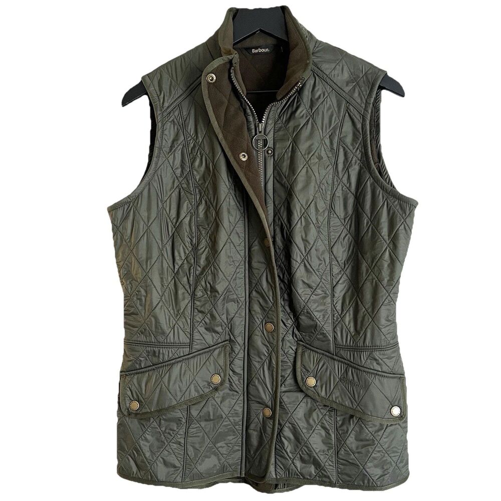 Barbour Women’s Cavalry Gilet Quilted Vest Size 10 Army Green